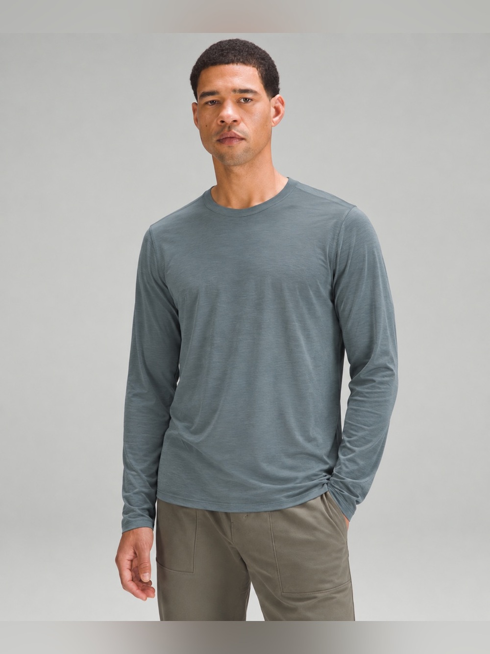 Lululemon Mens Long Sleeve Crewneck Lightweight Tee Shirt Blue Gray Large 863